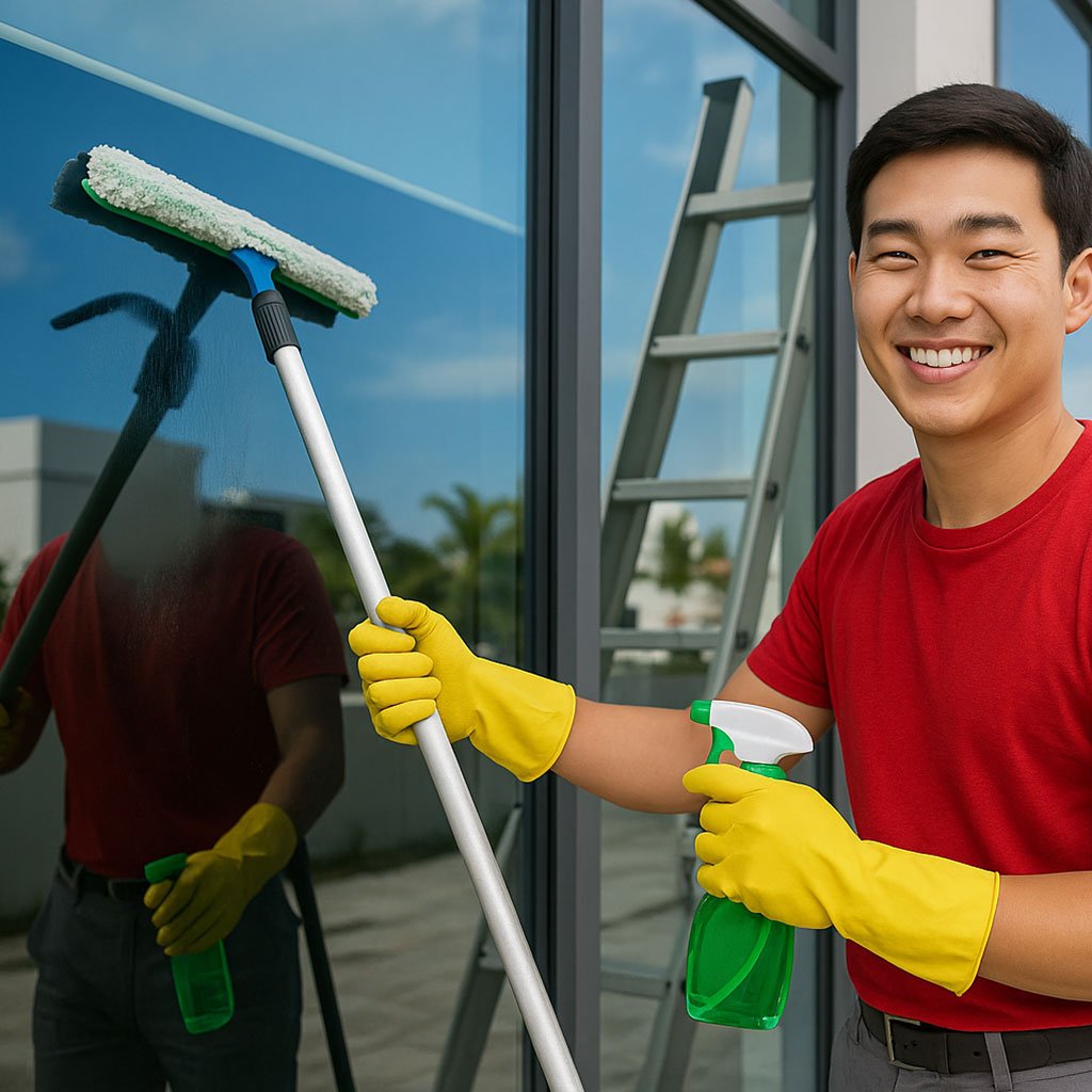 Infinity Solutions window cleaning service in Goa – streak-free glass for homes and offices.